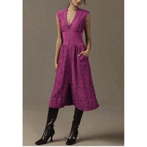 NWT Size XS - Anthropologie The Tommie Lace Zip-Front Midi Dress (NWT US$ 178)